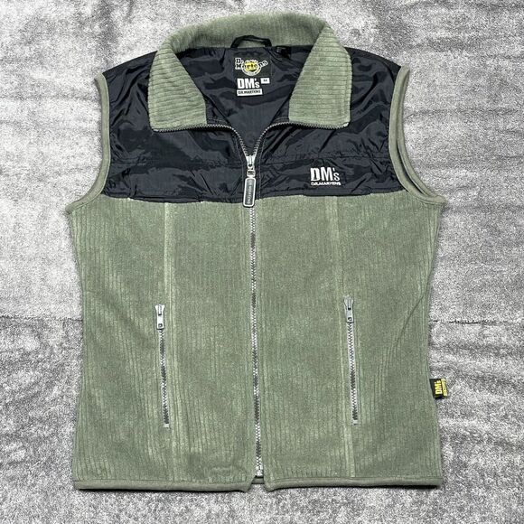 VTG Dr. Doc Martens Technical Fleece Pile Vest Gilet Zip Green Black Size Medium - Picture 1 of 11